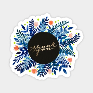 Thank you flowers and branches - blue and orange Magnet