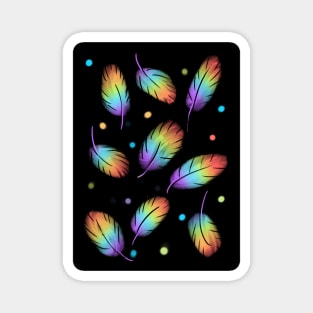 Pastel Rainbow Leaves on black Magnet