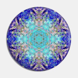 Digital Mandala Blue Purple and White Pin