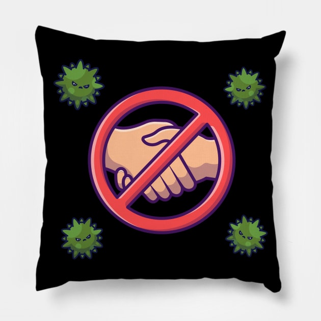 No hand shake stop sign cartoon Pillow by Catalyst Labs