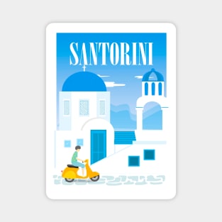 Santorini, Greece - retro travel poster Magnet