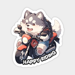 Cartoon Dog Rides Motorcycle to Fun Magnet