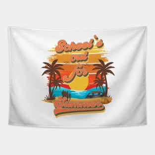 Schools out for summer Retro quote groovy teacher vacation Tapestry