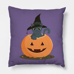 Happy Halloween Witch Cat Pillow