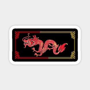 Red Yellow Dragon Magnet