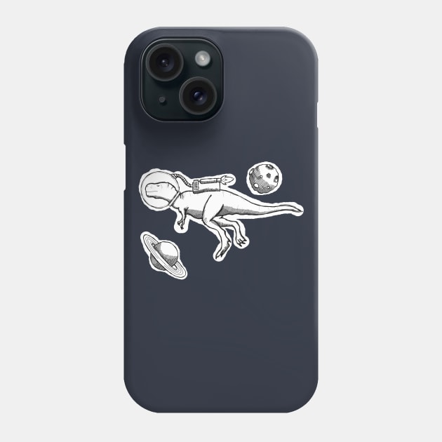 A Space Dinosaur - Black &amp; White Phone Case by douglaswood