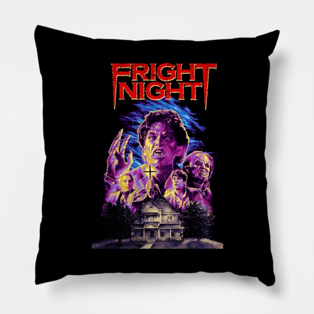 Fright Night Horror Vintage Pillow by OrcaDeep