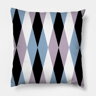 Harlequin Diamond Pattern - Blue and Dusty Lilac Pillow