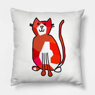 Red Crystal Cat Animals Minimal Line Drawing Pillow