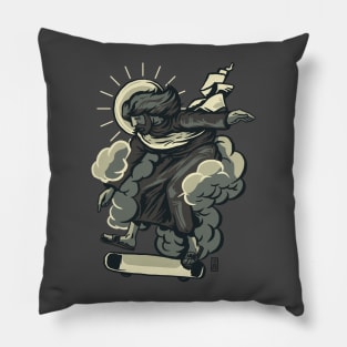 Jesus Skates Grey Pillow