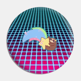 Rainbow Shooting Star Sloth Vaporwave Pin