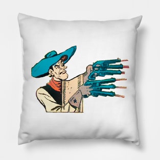 Cowboy shooting with revolver several times Pillow