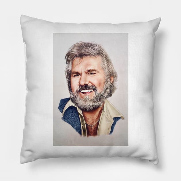 Kenny Rogers digital colour painting Pillow by AndythephotoDr
