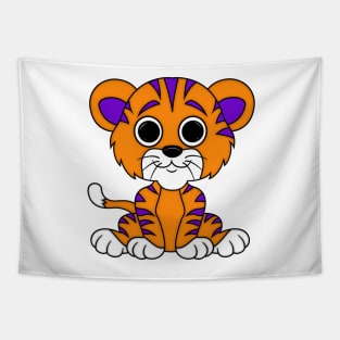 Purple and Orange Baby Tiger Cartoon Tapestry