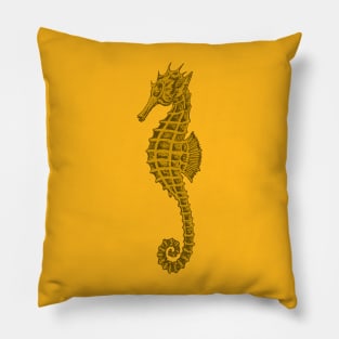 Cute Seahorse Tattoo Style In Ochre Yellow Pillow