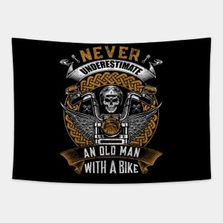 Never underestimate an old man with a bike Tapestry