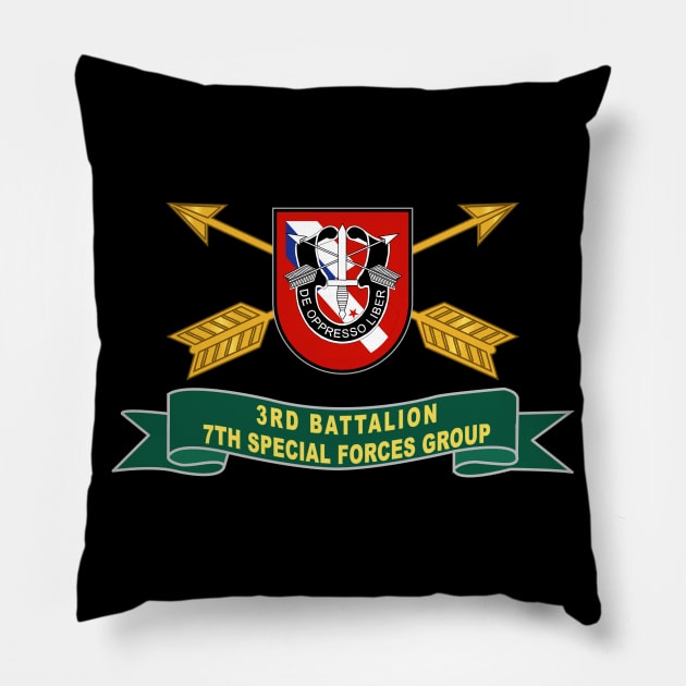 3rd Battalion, 7th Special Forces Group - 2 Rows Cbo - Flash w Br - Ribbon X 300 Pillow by twix123844