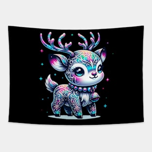 Reindeer Winter Snow Christmas Cute Kawaii Chibi Tapestry