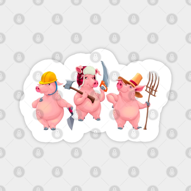 Three little pigs Magnet by ddraw