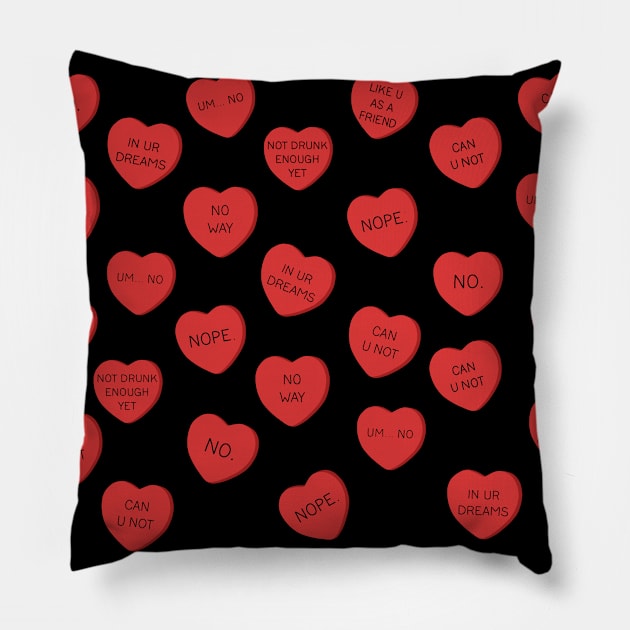 Mean Valentines Day Candy pattern Pillow by valentinahramov