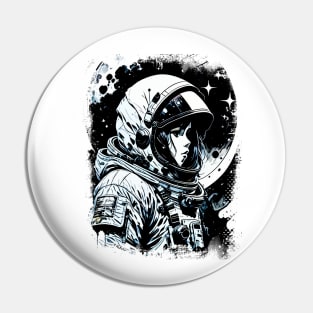 Woman Astronaut in space Abstract Science fiction illustration Pin