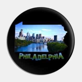 Pennsylvania State Outline (Philadelphia & Delaware River) Pin