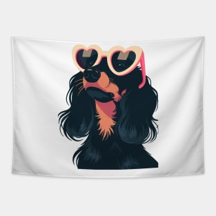 Adorable Dachshund with Heart Sunglasses Tapestry