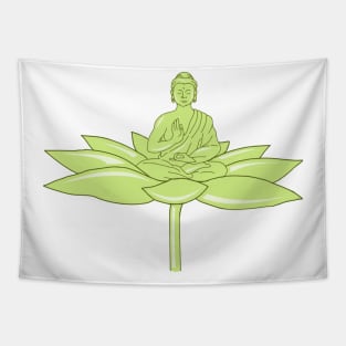 Buddha Sitting on Lotus Flower Drawing Tapestry