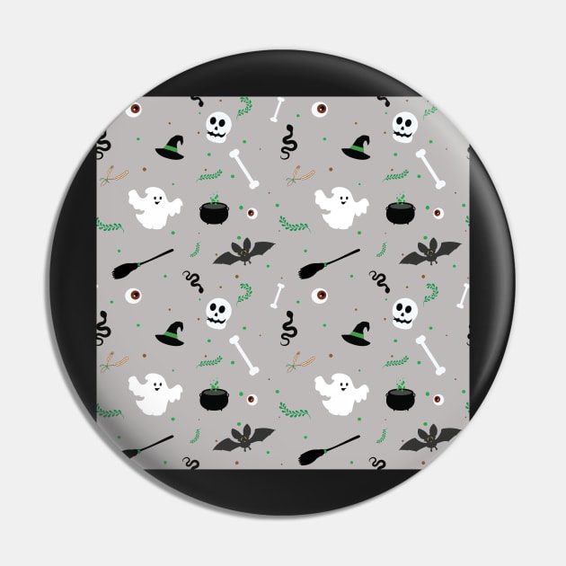 Gray Halloween Pattern Pin by Holisticfox