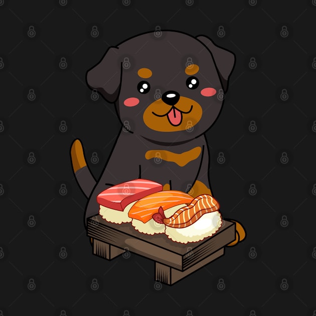 Chibi Anime Rottweiler Dog Sushi Lover by TheBeardComic