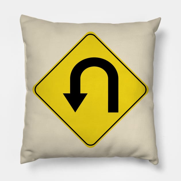 Caution Road Sign U-Turn Pillow by shanestillz