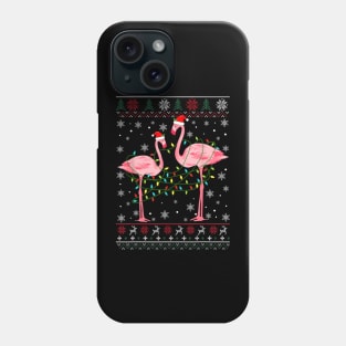 Flamingo Lights Tangled Ugly Sweater Christmas Animals Phone Case