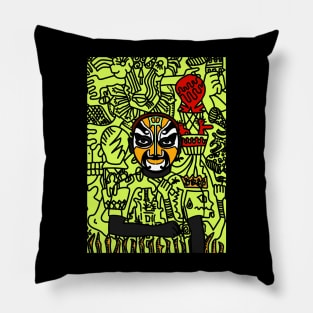 Explore the Enigmatic Carcosa - A MaleMask NFT with ChineseEye Color and Doodle Background Pillow