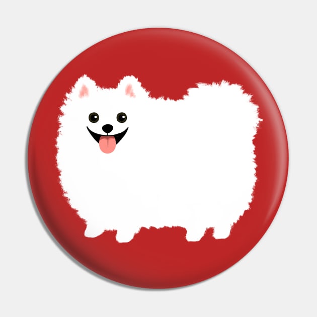 Fluffy White Pomeranian Cartoon Dog Pin by Coffee Squirrel