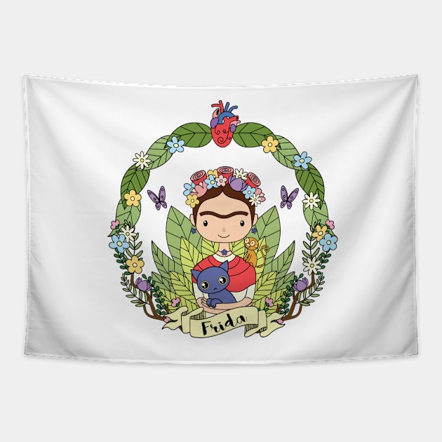 Cute Frida Tapestry by laura-nagel