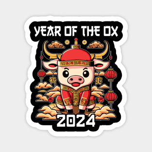 Chinese Zodiac New Year of the Ox 2024. Chinese new year | New year gift | Zodiac ox Magnet