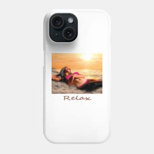 Woman girl bikini beach sunset Phone Case