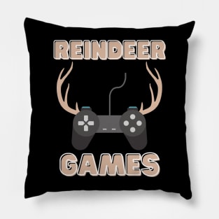 Reindeer Games, Raindeer Games, video games, gamer, video games joke, gift idea,Player,video game,christmas, Rudolph, red nose, antler, Reindeer Pillow