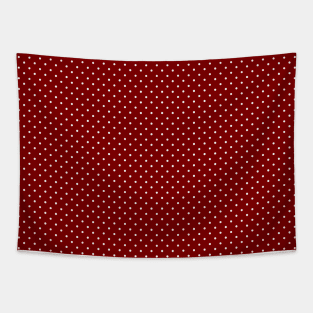 Large White Polka Dots On Dark Christmas Candy Apple Red Tapestry