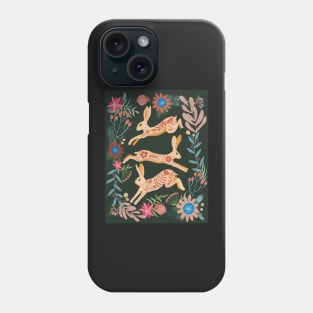 Leaping hare folk art Phone Case