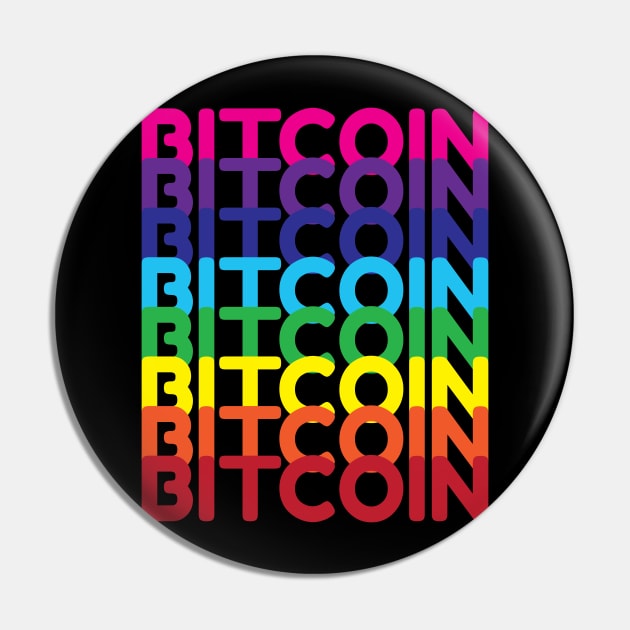 Bitcoin Cryptocurrency Colorful Text Pin by MadMando Marketplace