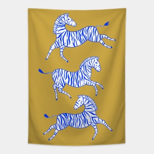 Zebras - Cobalt Blue Tapestry