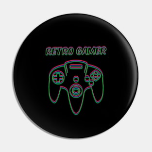 Retro Gamer N64 controller gamepad neon Pin