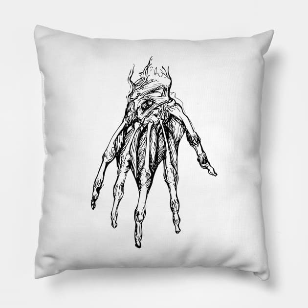 anatomical hand skeleton Pillow by Kikabreu