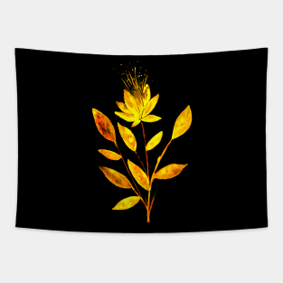 Golden Fire Flower on Black Tapestry