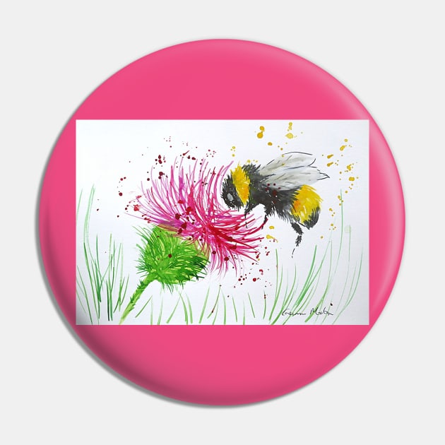 Bumble bee and Thistle Pin by Casimirasquirkyart