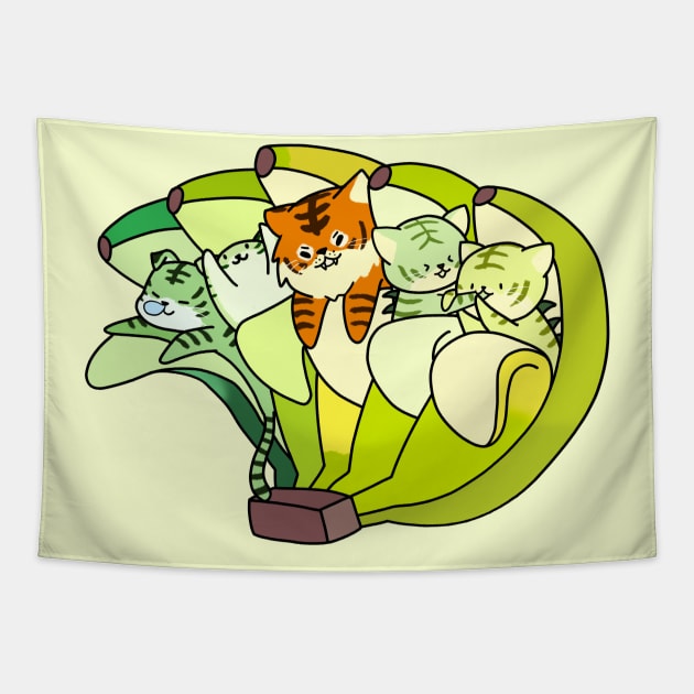 Cute dire tiger family in bananas Tapestry by ballooonfish