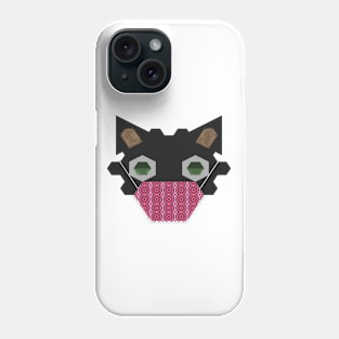 Black Cat Wearing "Union" pattern mask Phone Case