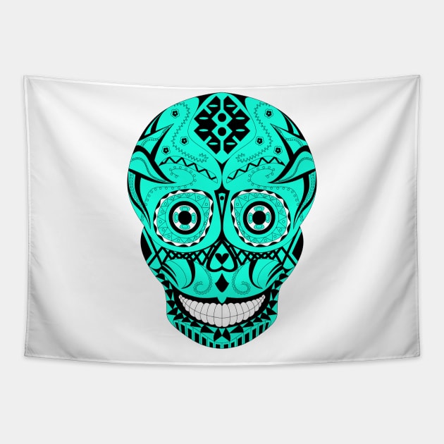 jade skeleton skull candy calavera ecopop Tapestry by jorge_lebeau