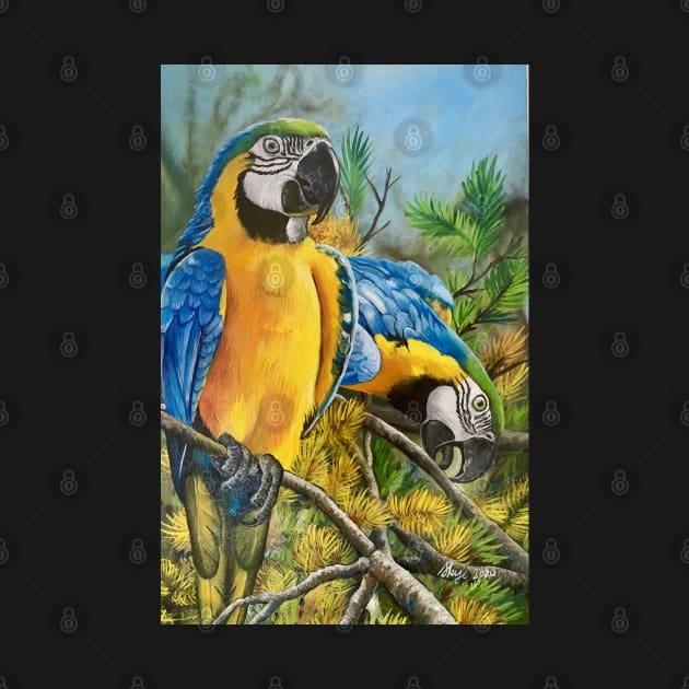 Blue and Gold Macaws #1 by SkyeElizabeth